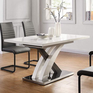 White gloss square extending deals dining table